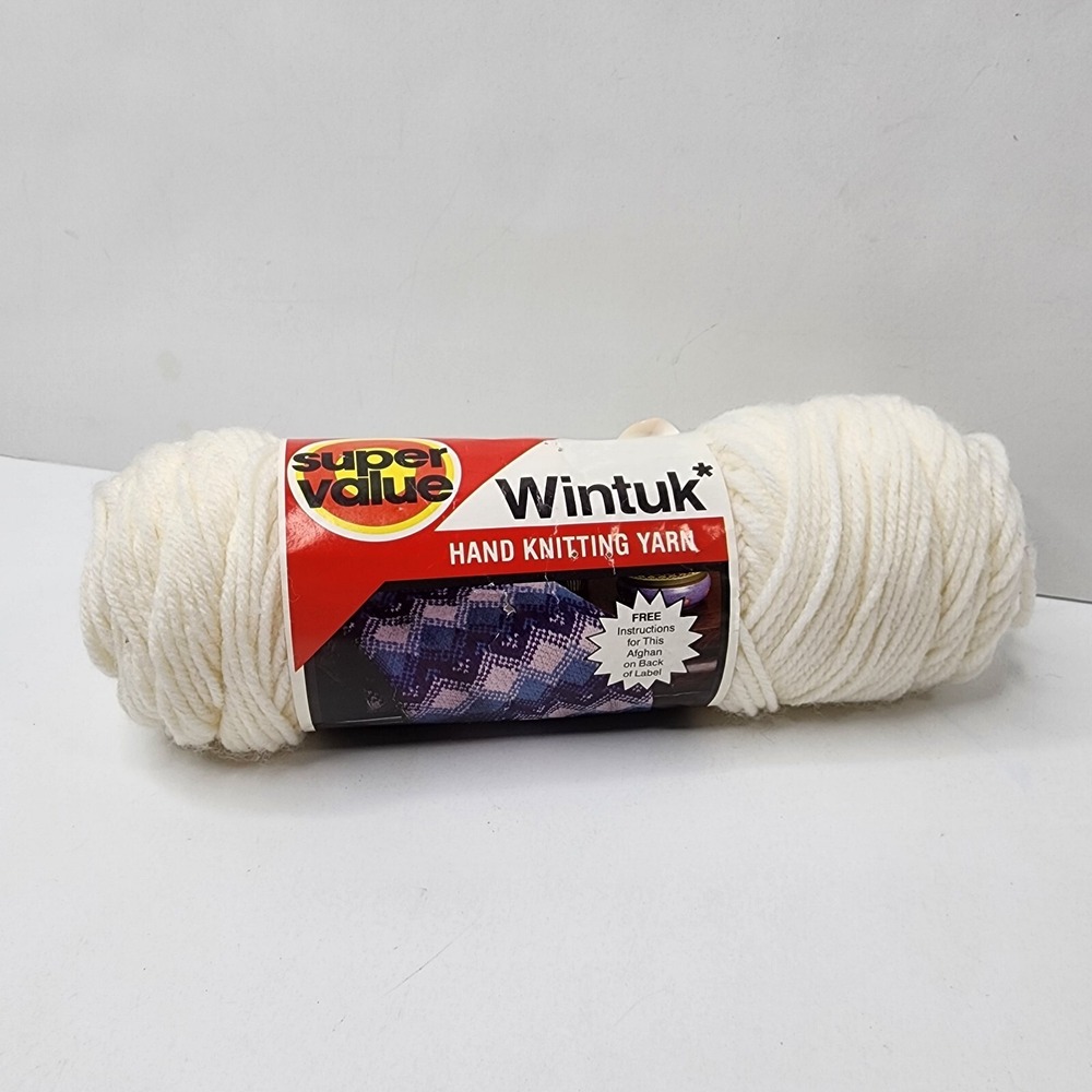 Vtg Prestige Super Value WINTUK Off White Hand Knitting Yarn 4 Ply 3.5oz Skein